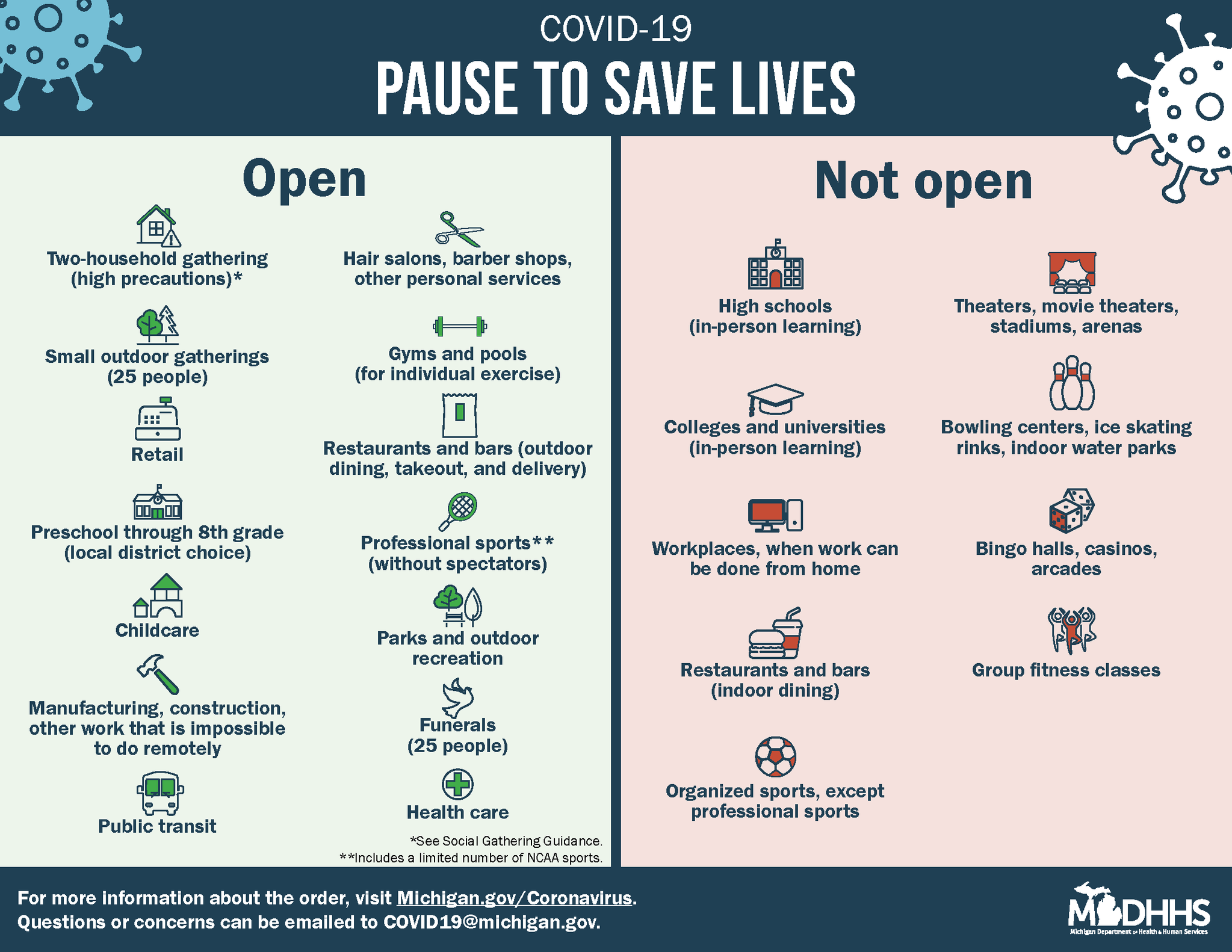 Pause to Save Lives - MDHHS guidelines for open/closed organizations and businesses